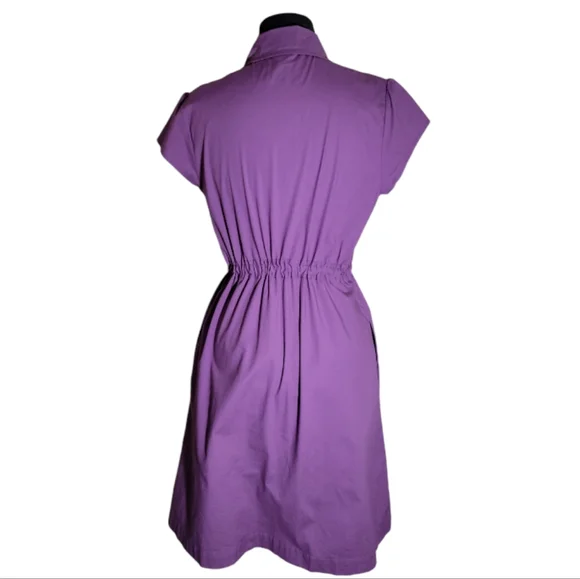Merona button closure cap sleeve purple shirt dress size medium - Picture 2 of 12